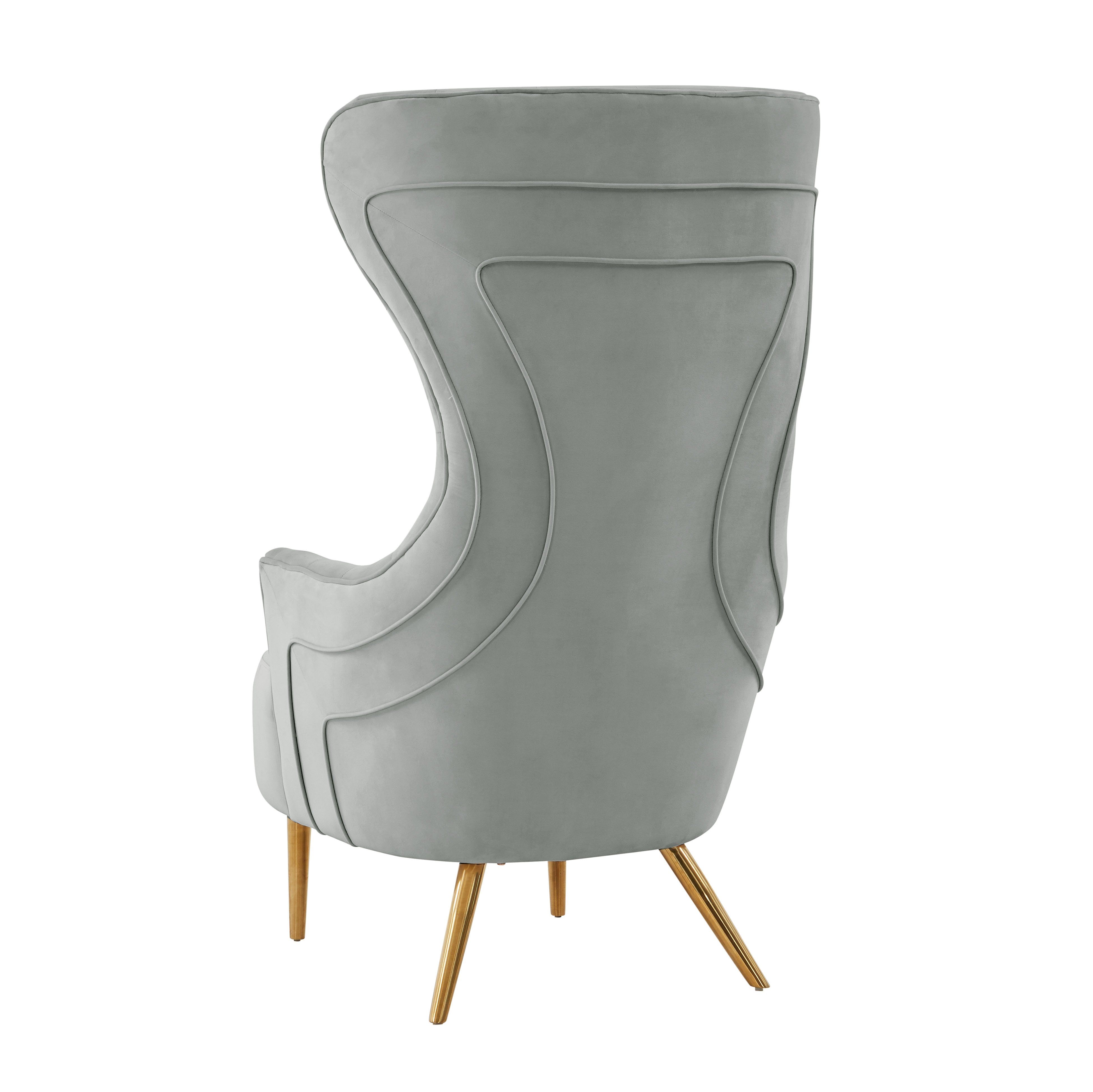 Jezebel Grey Velvet Wingback Chair - Image 1