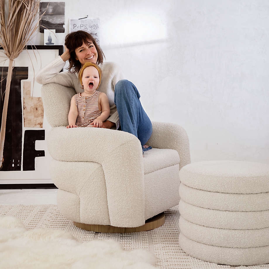 Snoozer Cream Boucle Nursery Swivel Glider Chair by Leanne Ford - Image 10