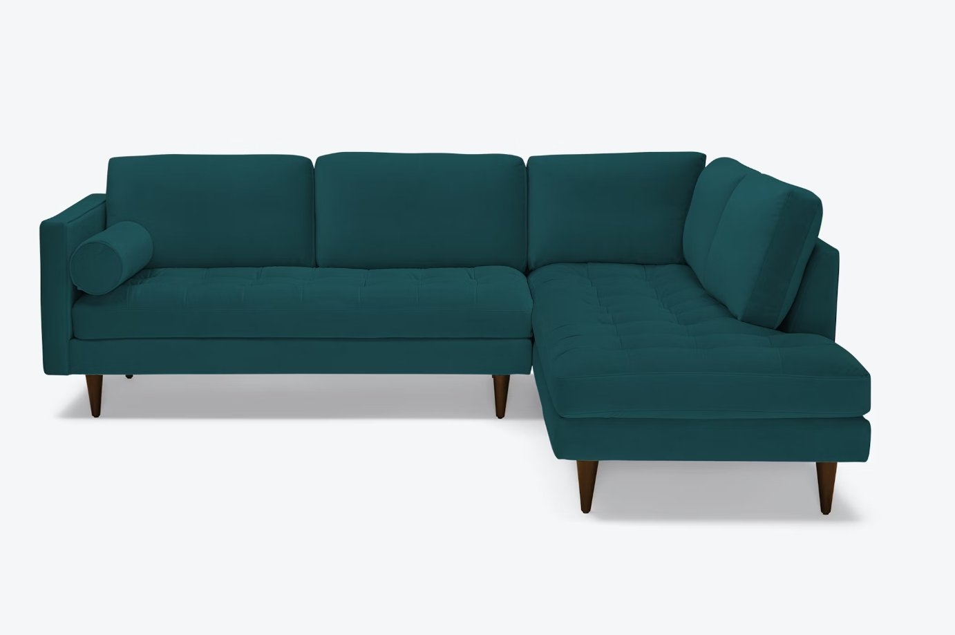 Blue Briar Mid Century Modern Sectional with Bumper - Royale Peacock - Mocha - Left - Image 6