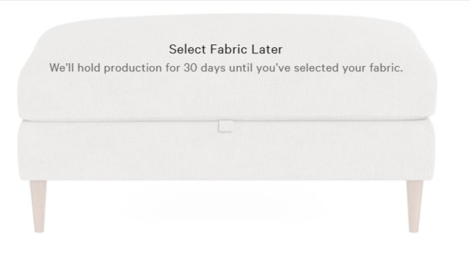 Sloan Storage Ottoman | Decide Later Fabric | Oiled Walnut Tapered Round Wood Leg | Down Alternative Fill - Image 0