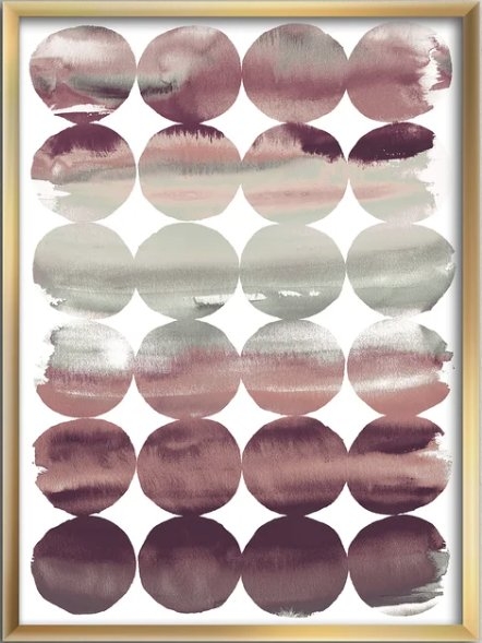 'Plum Dots Minimal Geometric I' - Picture Frame Print on Canvas - Image 0