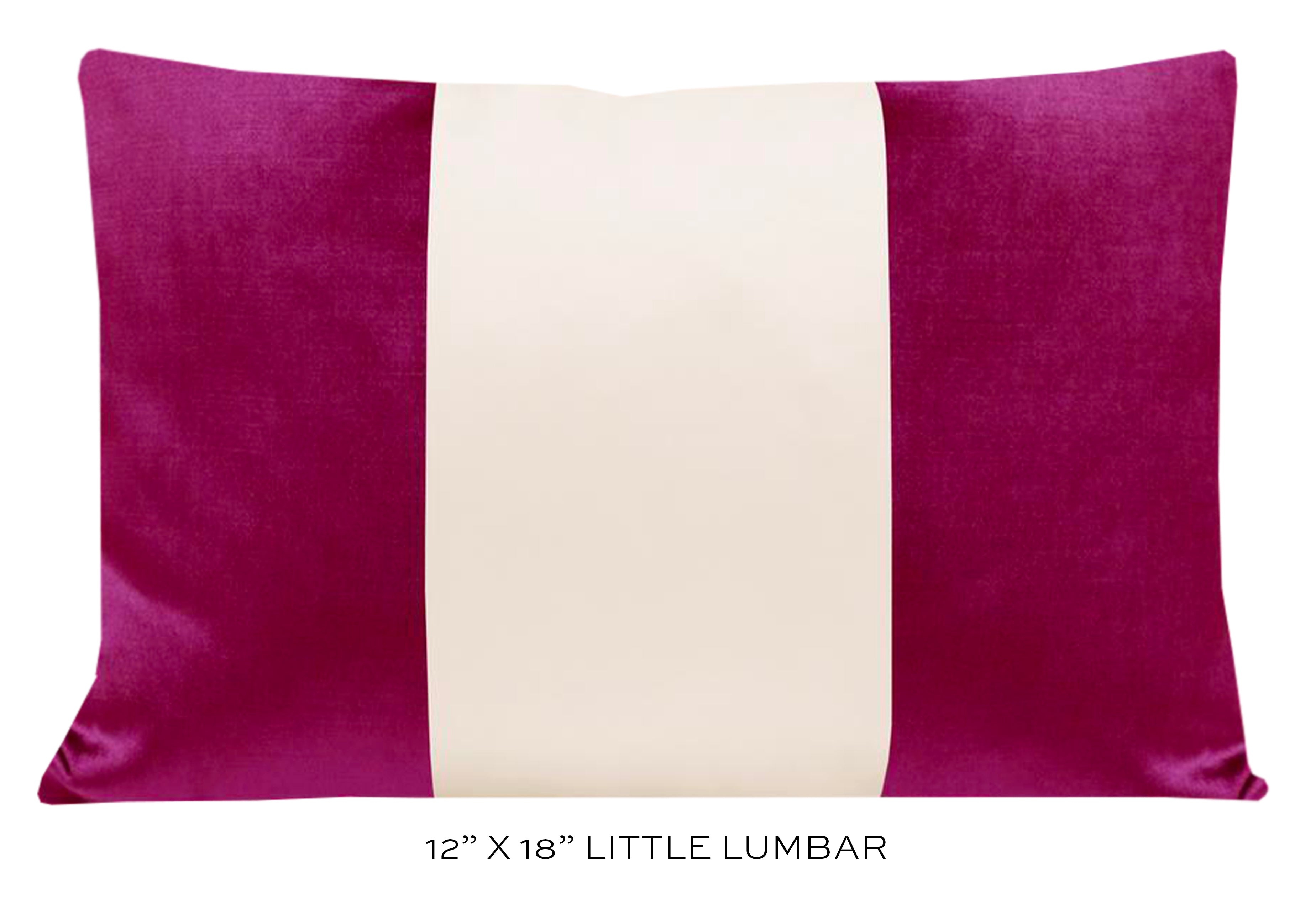 PANEL COLORBLOCK :: FAUX SILK VELVET // MAGENTA + ALABASTER SILK - LITTLE LUMBAR 12" X 18" - Image 0