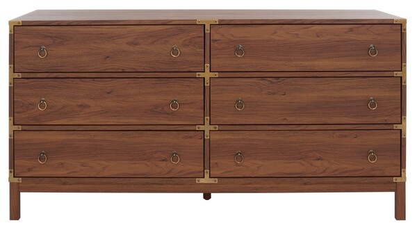 Galio 6 Drawer Chest - Walnut/Gold - Image 0