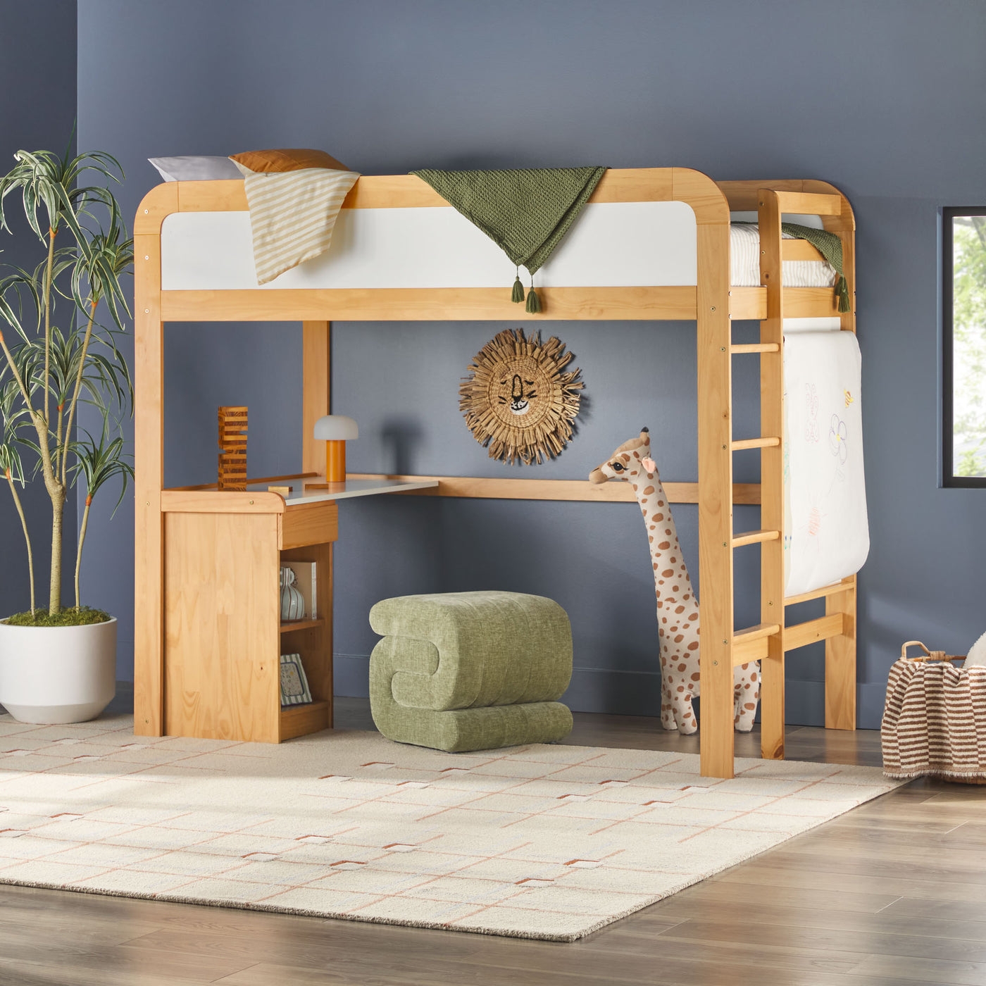 Adyn Contemporary Twin Loft Bunk Bed with Desk - Image 0