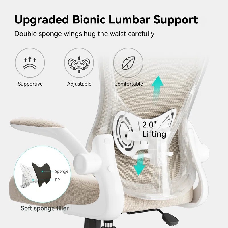 Faye Task Office Chair with Flip-Up Arms and Home and Office Desk Chairs - Image 5