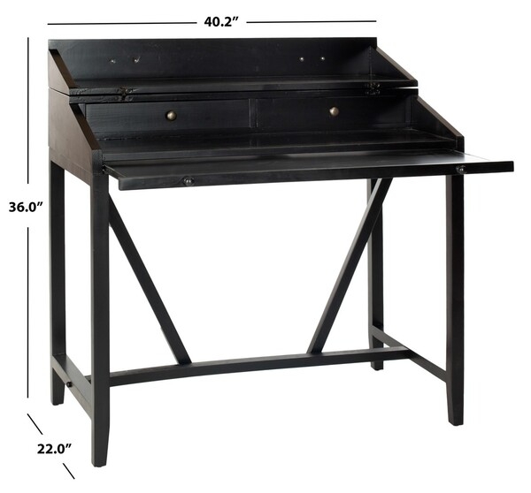 Wyatt Writing Desk W/Pull Out - Black - Safavieh - Image 3