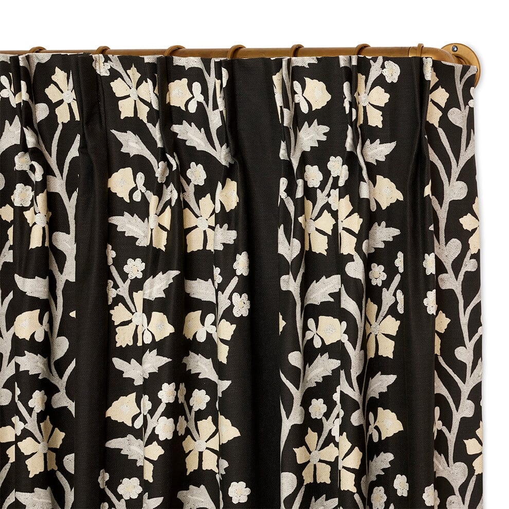 Black Tree of Life Suzani French Pleat Curtain - Image 0