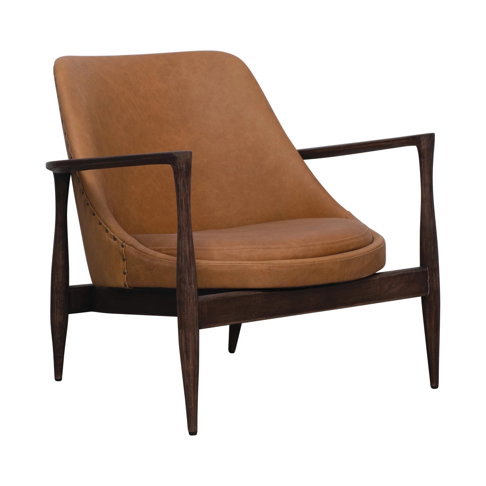 Leather Chair with Mango Wood Frame - Image 1