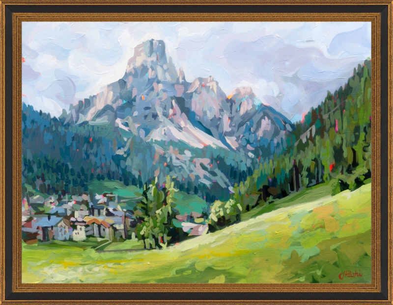 Corvara, 20"x16", Ornate - Black Gold Reverse Wood, - Image 0