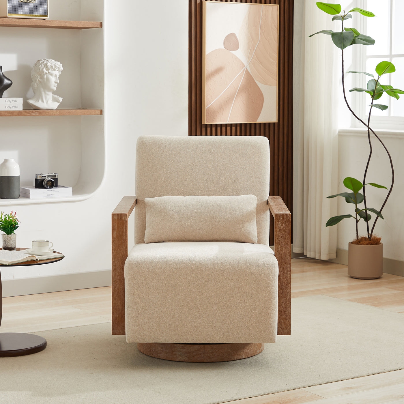 Contour & Co. | Linen Swivel Modern Accent Chair - Image 0