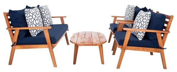 Deacon 4 Pc Living Set - Natural / Navy - Safavieh - Image 2