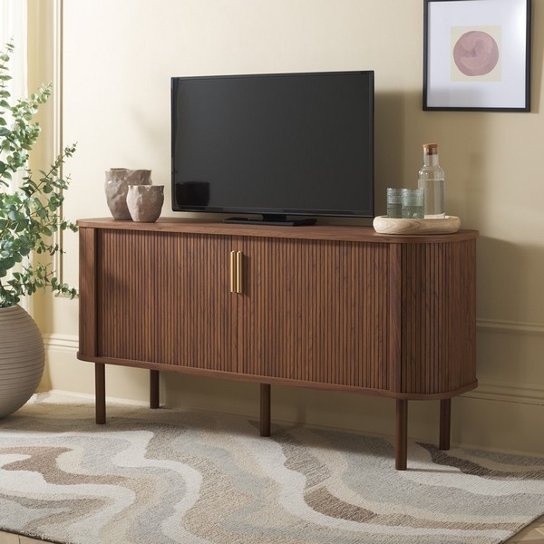 Tealla Sideboard/Media Stand - Walnut / Gold - Safavieh - Image 2