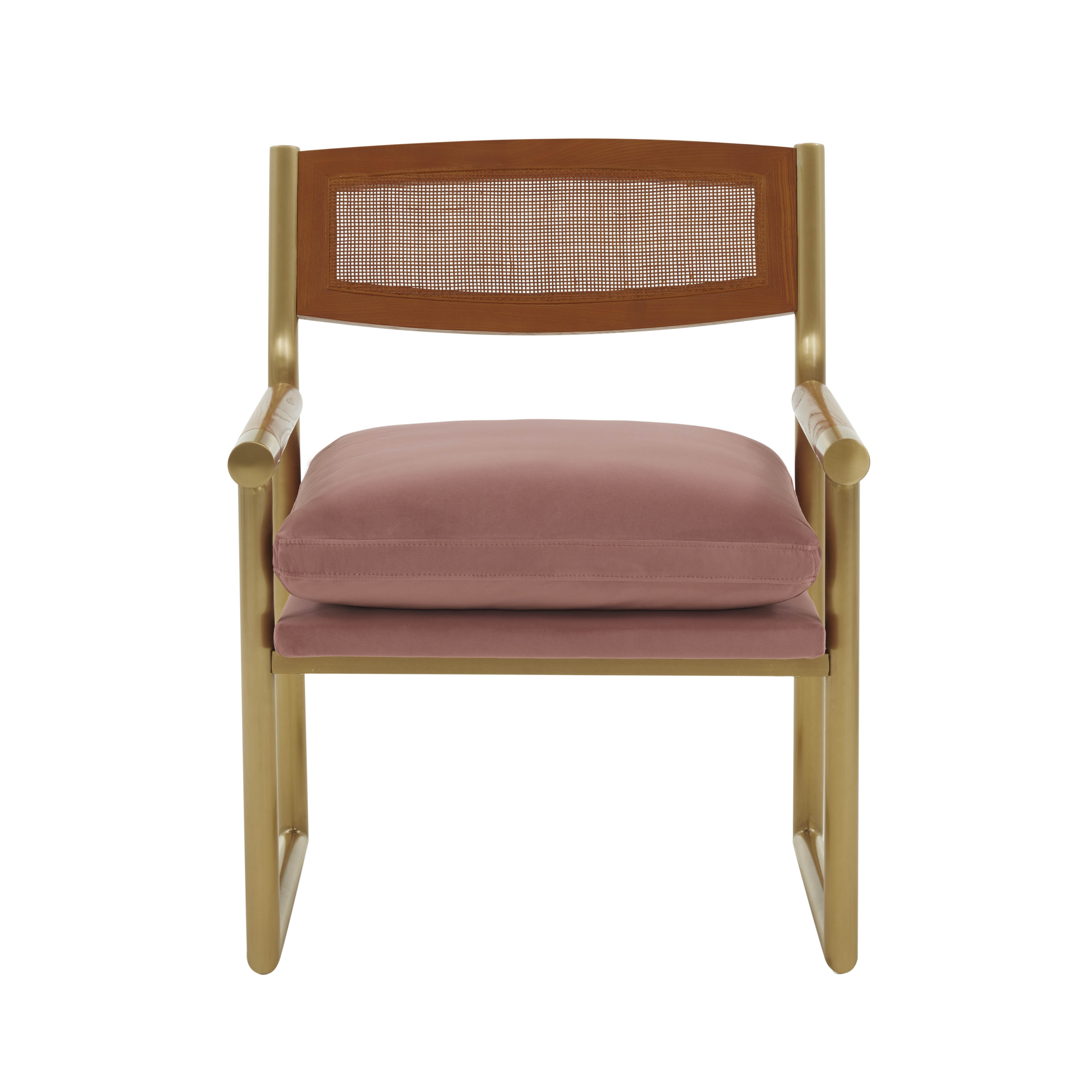Harlow Rattan Mauve Velvet Chair - Image 1
