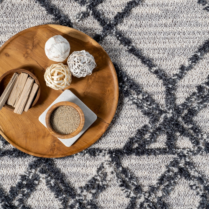 Ansley Shaggy Lattice Tassel Area Rug - Image 4