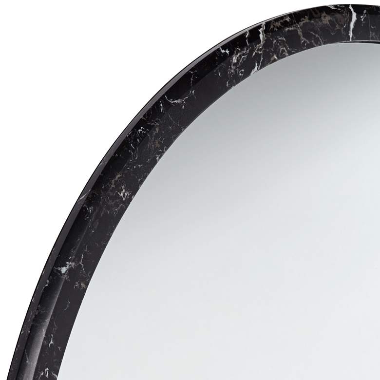 Possini Euro Harriet 34" Wide Black Faux Marble Round Wall Mirror - Image 1
