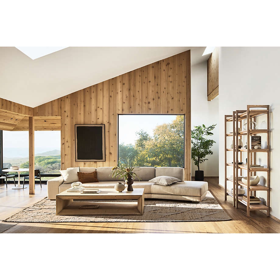 Vernon Natural Pine Wood 56" Rectangular Coffee Table with Shelf - Image 3