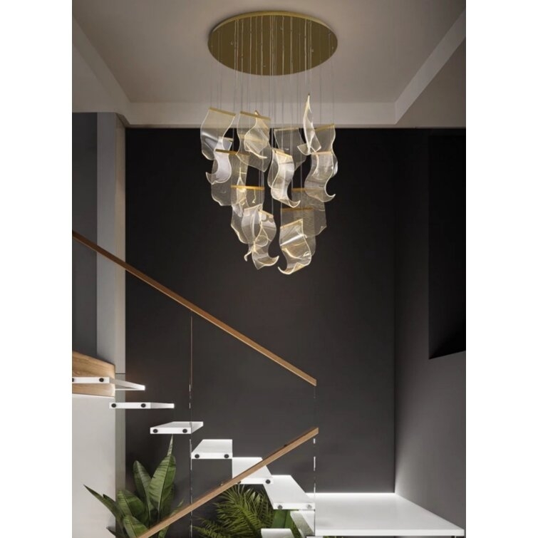 Luxury Acrylic Chandelier 32" Wide 16 Lights Gold Led Multi- Light Pendant - Image 0