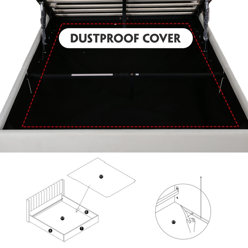 Daizia Lift Up Storage Platform Bed with Wingback Headboard - Image 1