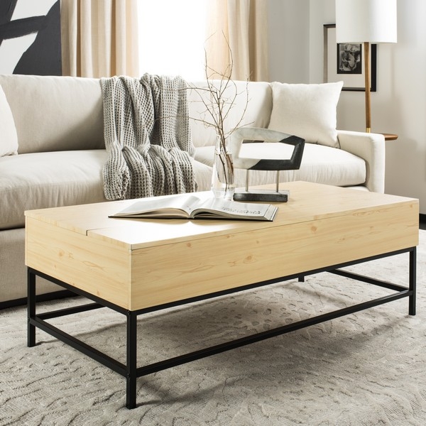 Gina Lift-Top Coffee Table - Light Oak/Black - Safavieh - Image 3