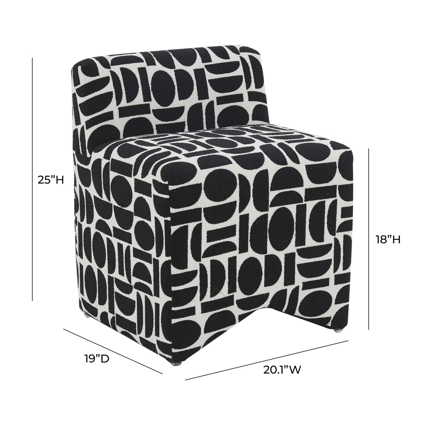 Pippa Black Geometric Jacquard Weave Stool - Image 2