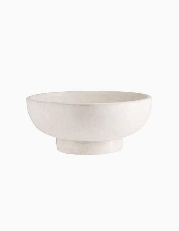 Orion Handcrafted Terra Cotta Bowl, Small, White - Image 0