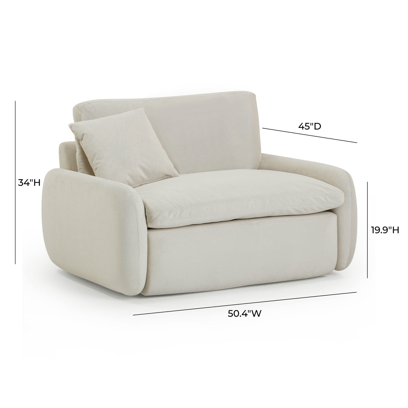 Rachelle Cream Velvet Lounge Chair - Image 4