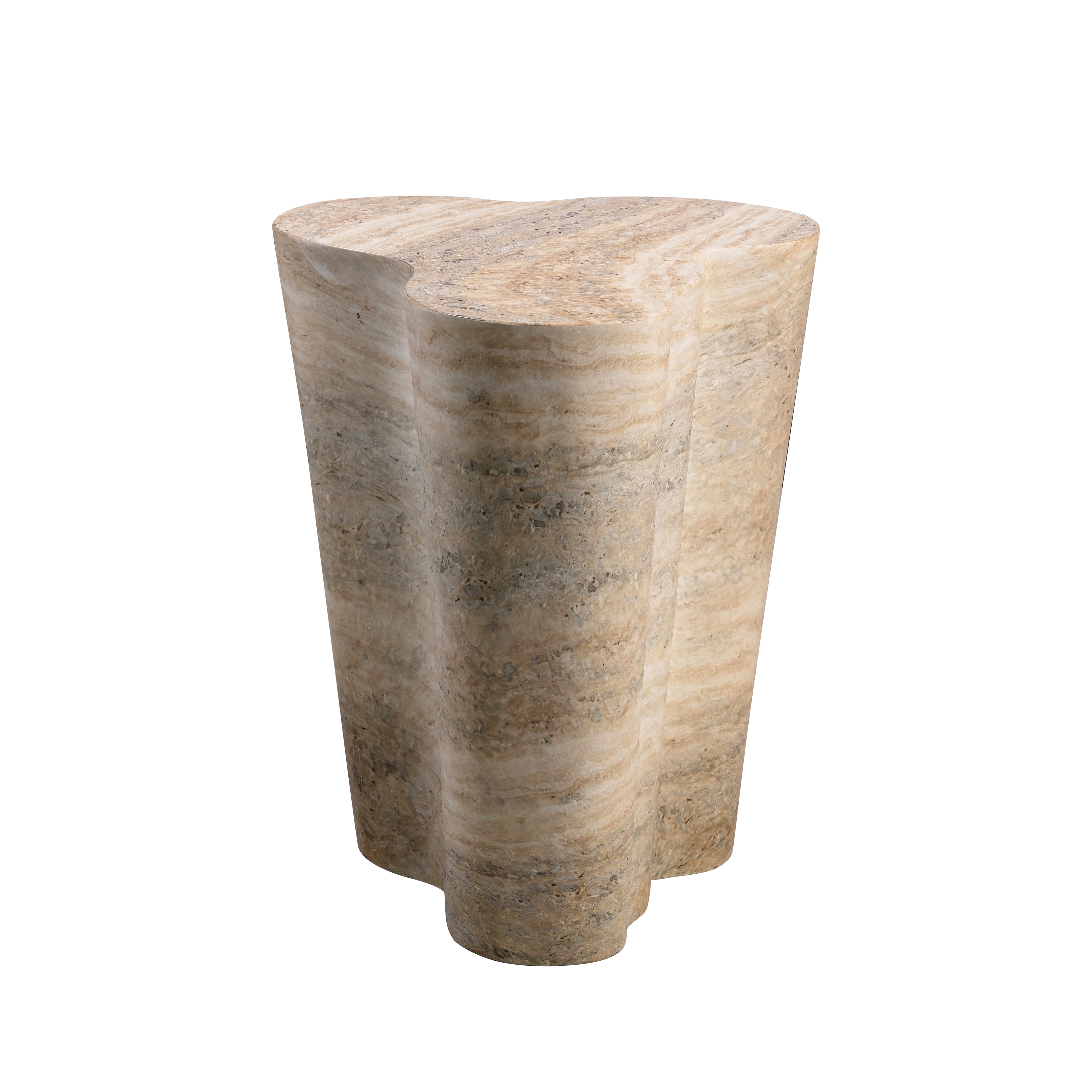 Evelynn Faux Travertine Tall Side Table - Image 0