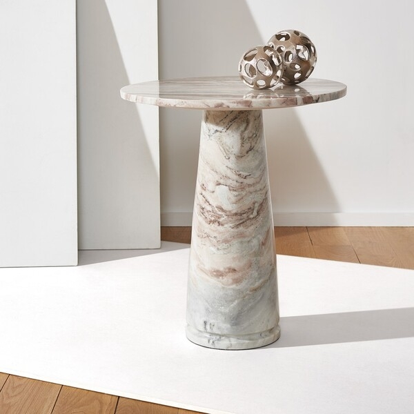 Valentia Tall Round Marble Accent Table - Image 1
