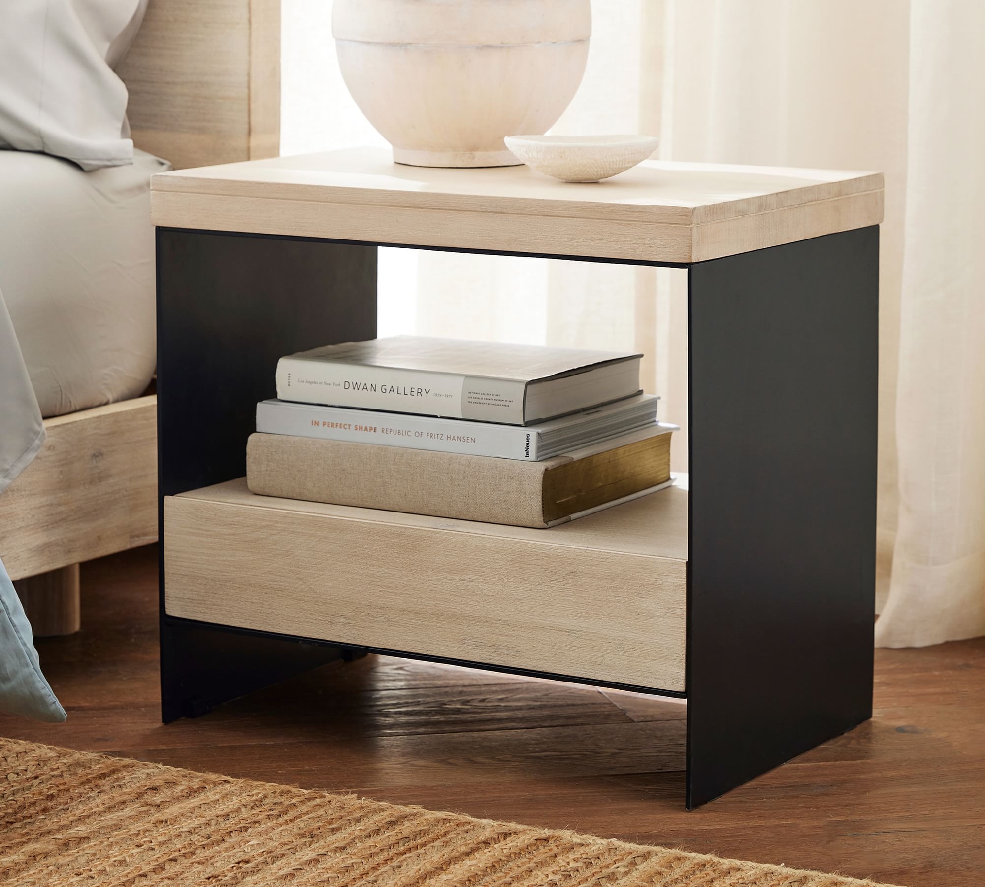 Cayman 24" Wood & Metal Nightstand, Biscotti - Image 0