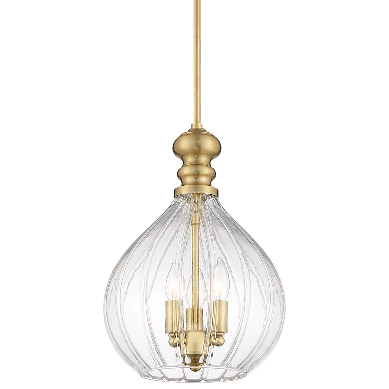 Possini Euro Houten 11 1/2" Wide Soft Gold 3-Light Glass Mini Pendant - Image 1