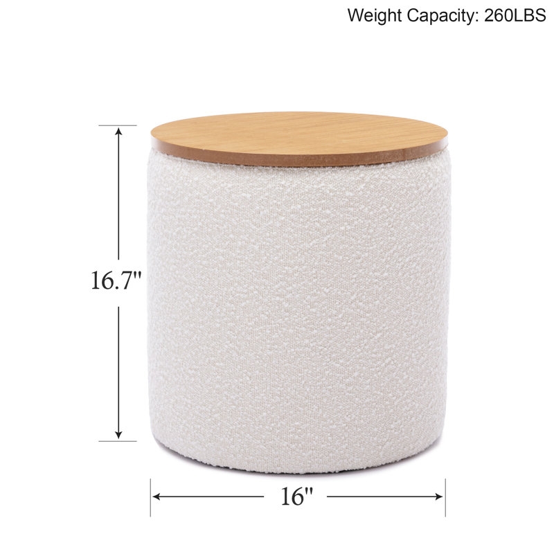 Darasimi 16'' Wide Boucle Upholstered Storage Ottoman - Image 3