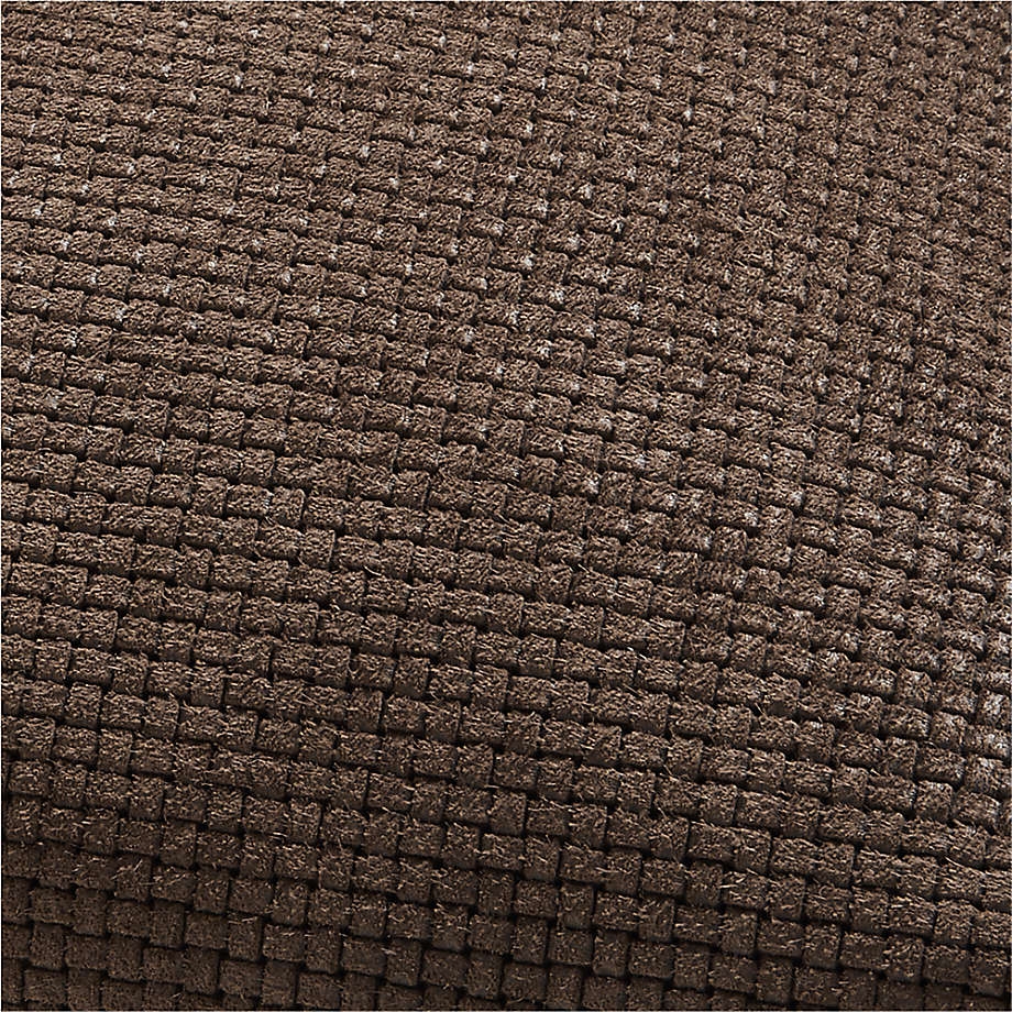 Jackson Deep Brown Basketweave Leather 23x23 Throw Pillow Cover - Image 3