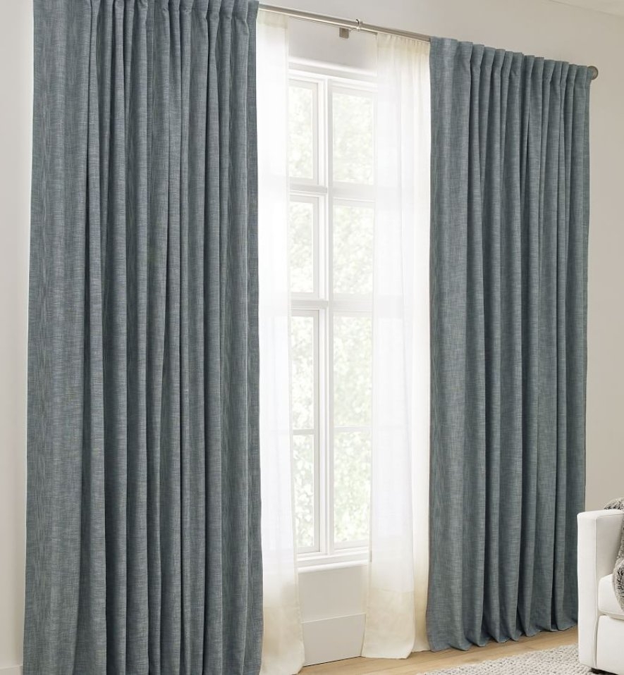 Seaton Textured Cotton Blackout Curtain, 50 x 96", Blue Chambray - Image 5