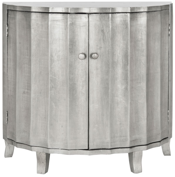 Rutherford Demilune Cabinet - Silver Leaf - Safavieh - Image 0