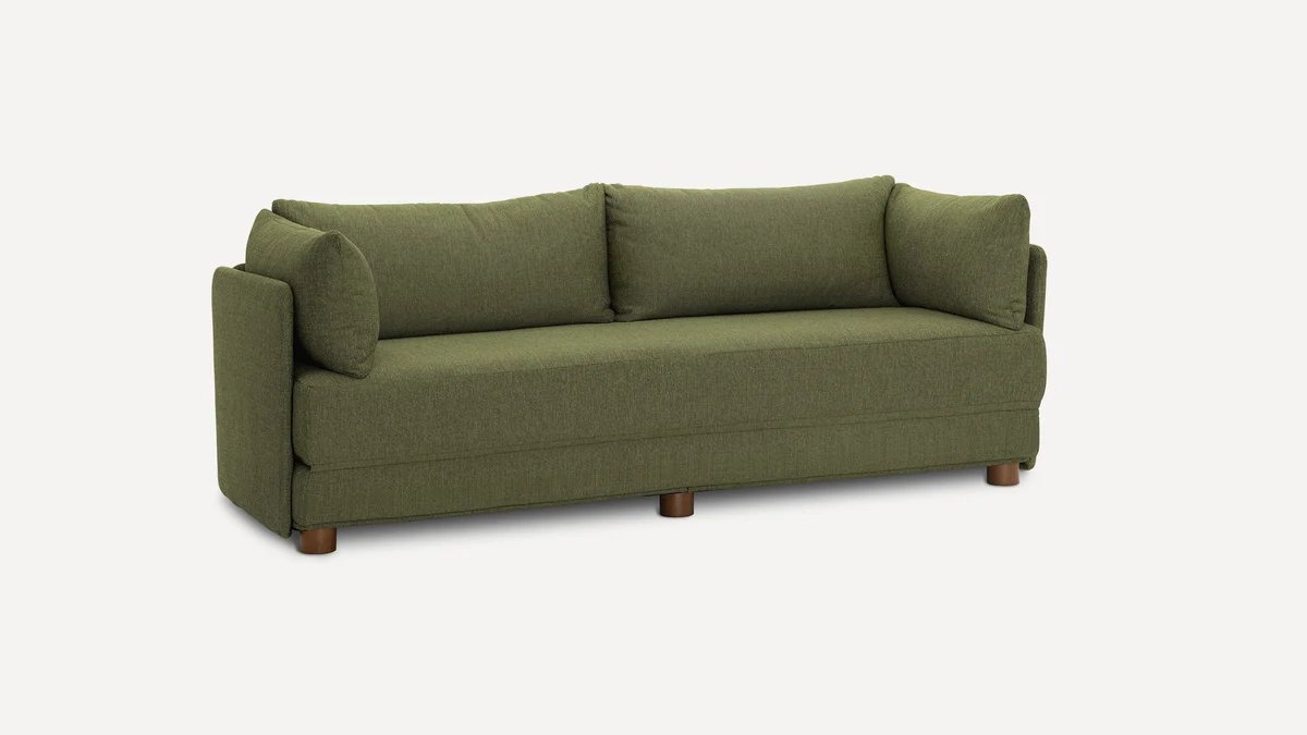Shift Sleeper Sofa - Moss Green - Performance Basketweave - Image 1