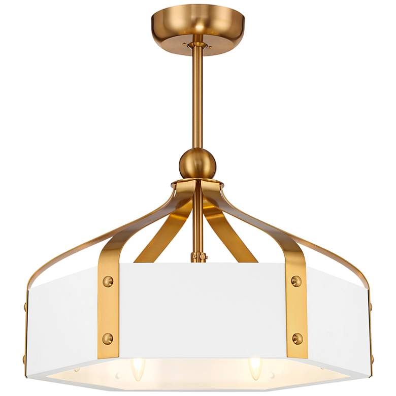 26" Savoy House Sheffield White and Brass LED Fandelier with Remote - Image 0