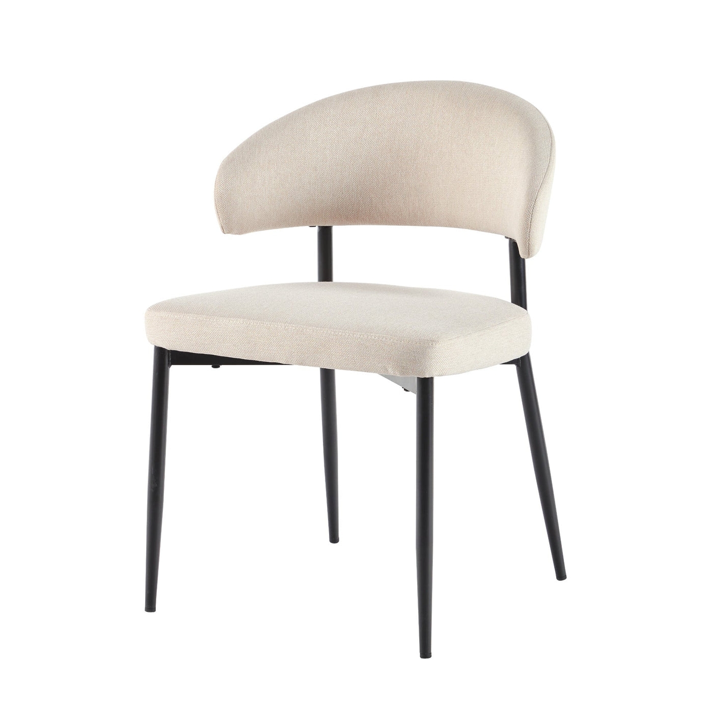 Modern Curved Back Upholstered Dining Chair, Set of 2, Ivory - Image 5