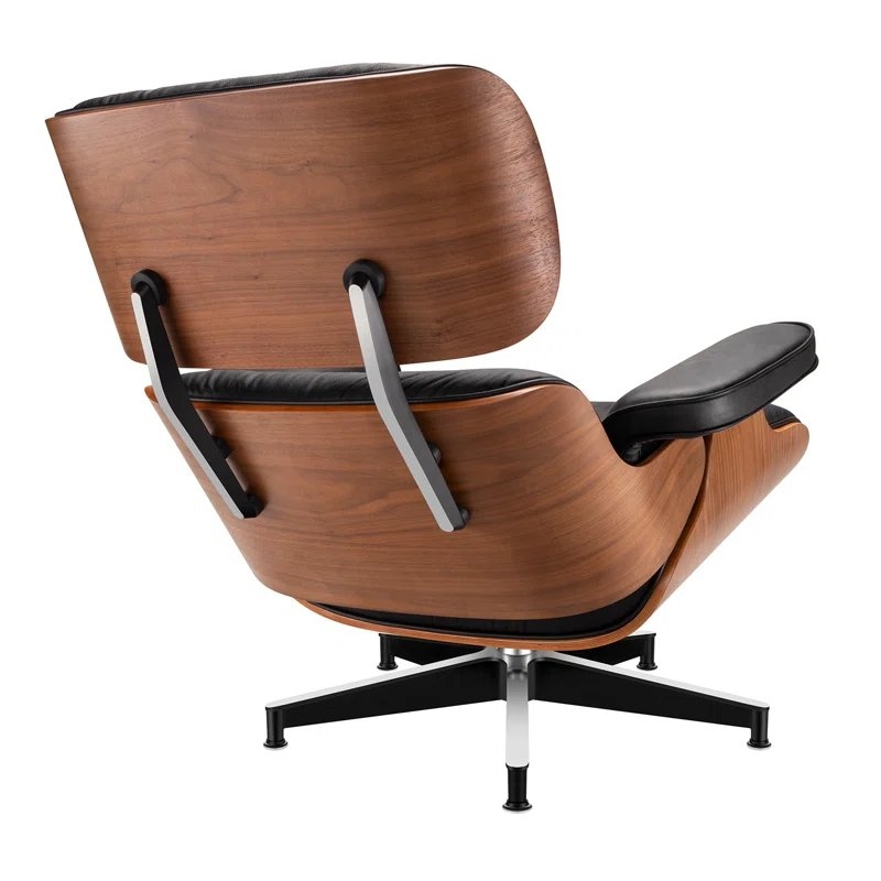 Top Leather Chaise Lounge Chair With Ottoman Heavy Duty Base Support Livingroom Swivel Lounge Chair Solid Wood Indoor Lounge - Image 4