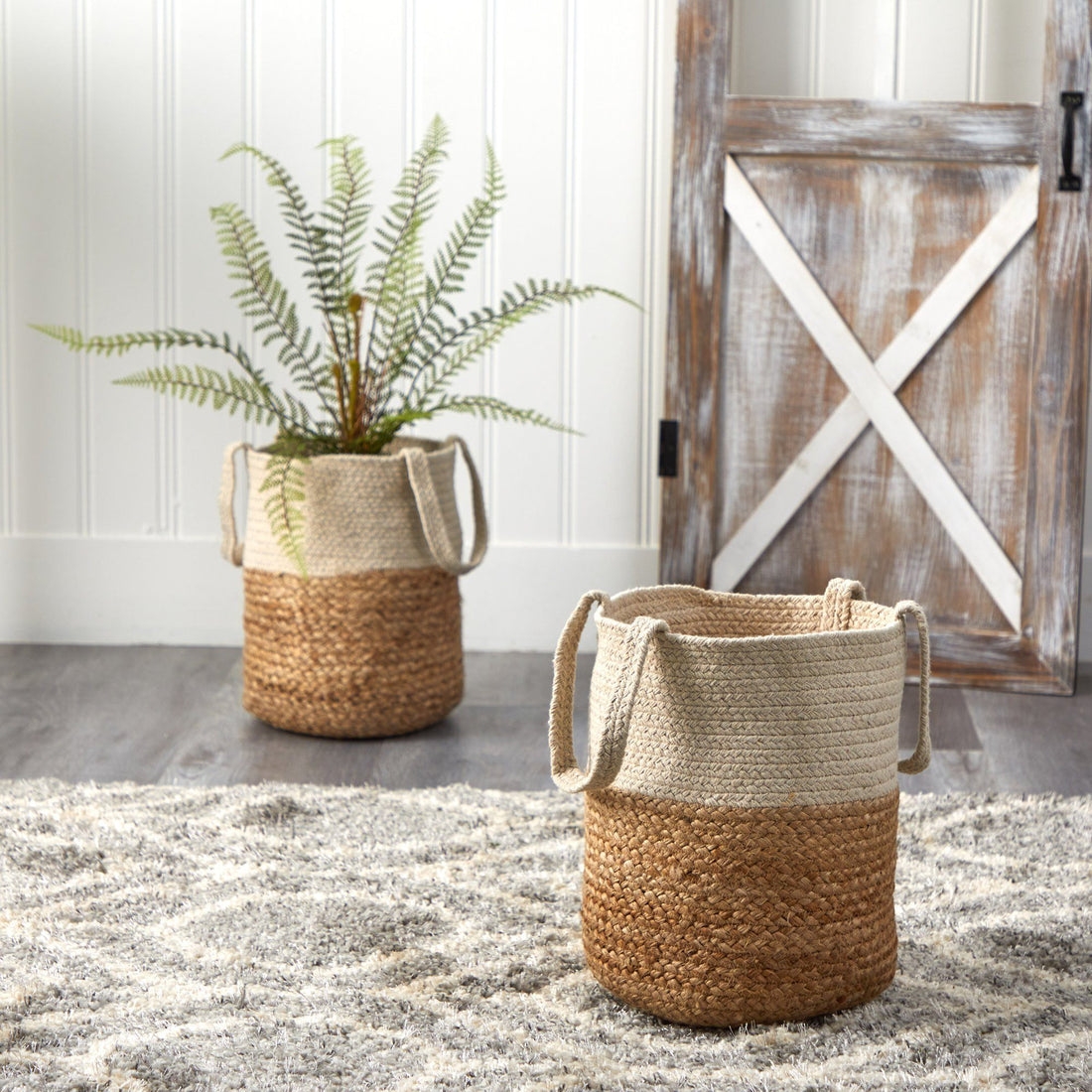 12.5” Handmade Natural Jute and Cotton Planter - Image 3