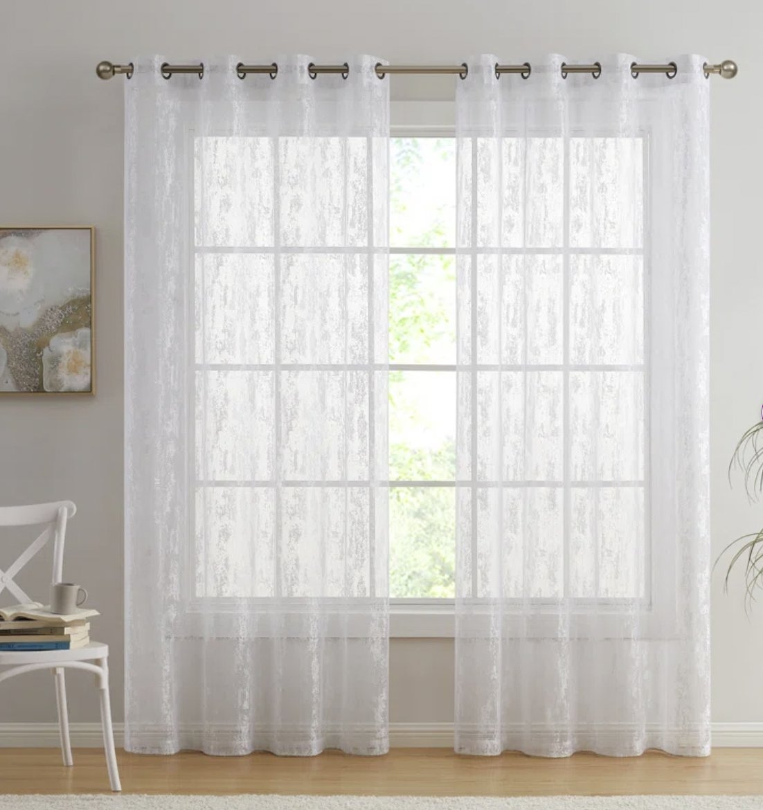 Abstract Semi-Sheer Grommet Curtain Panels (Set of 2) - Image 2