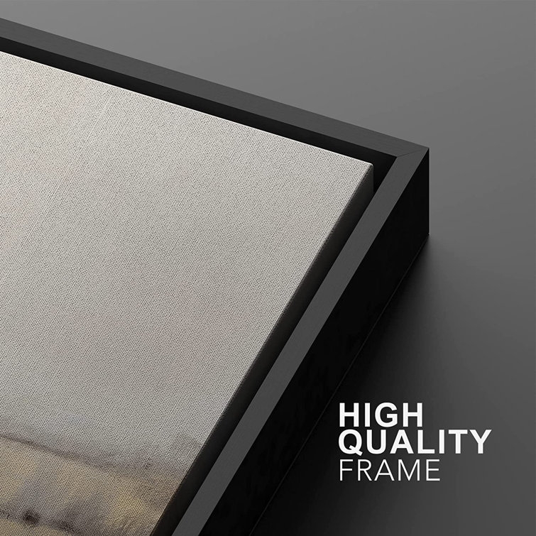 SIGNLEADER Framed Canvas Print Wall Art Set Grunge Duotone Tan Landscape Abstract Shapes Illustration Modern Art Decorative Nordic Chic Relax/Zen For Living Room, Bedroom, Office - Image 1