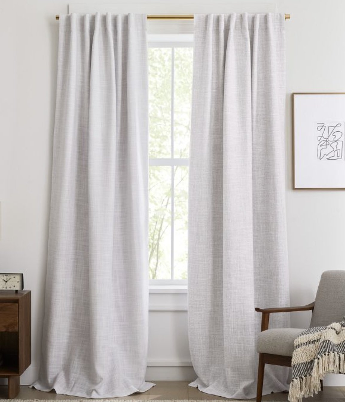 Crossweave Curtain with Blackout Lining, Stone White, 48"x96", Set of 2 - Image 0