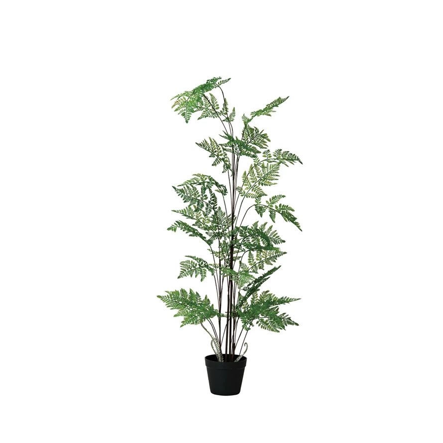 Faux Fern Tree in Plastic Pot, Green - Image 0