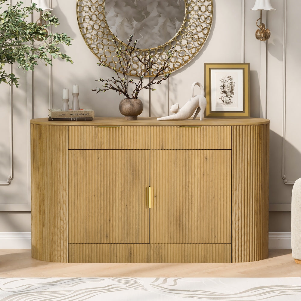 Modern Curve Design Fluted Storage Accent Cabinet / Sideboard - Image 0