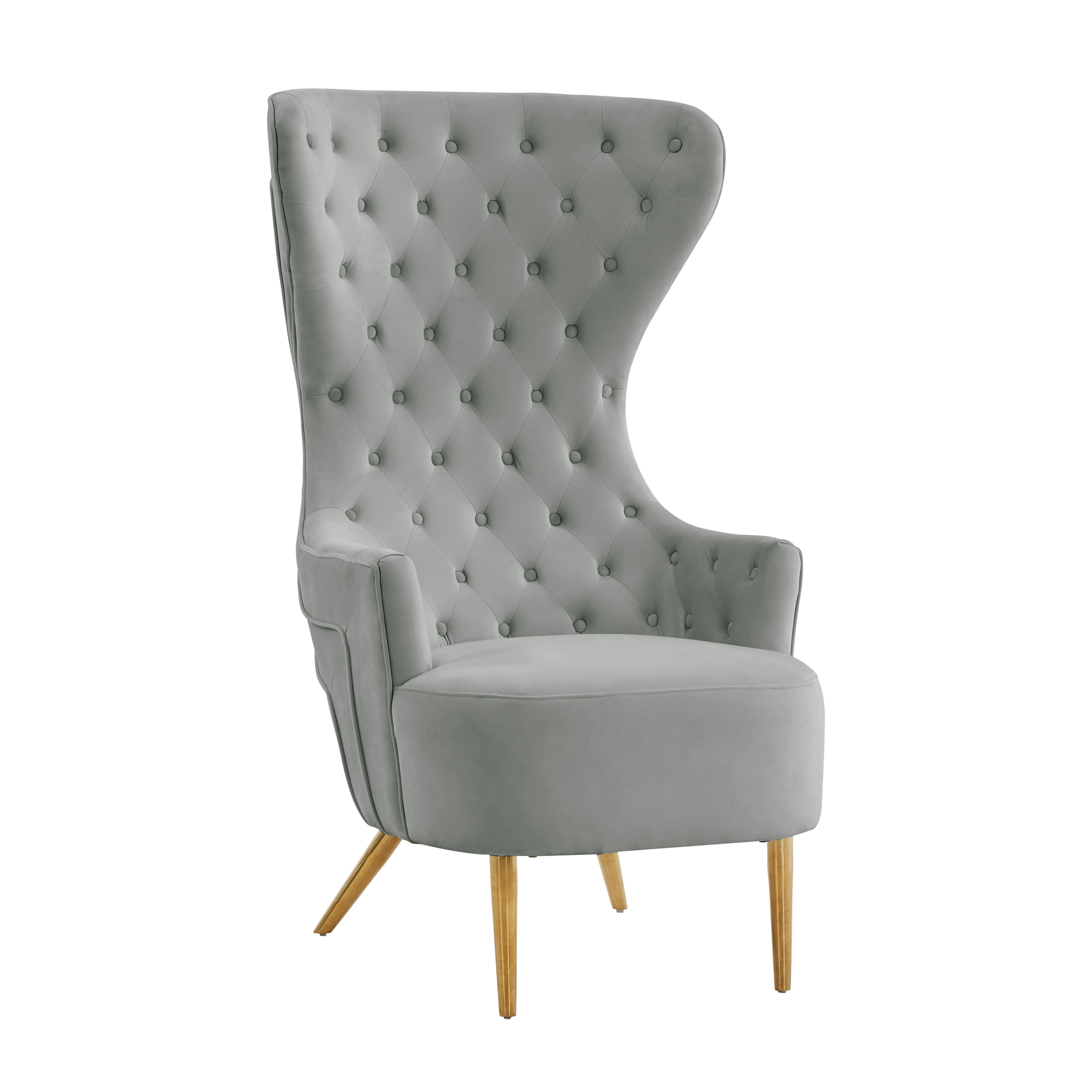 Jezebel Grey Velvet Wingback Chair - Image 0