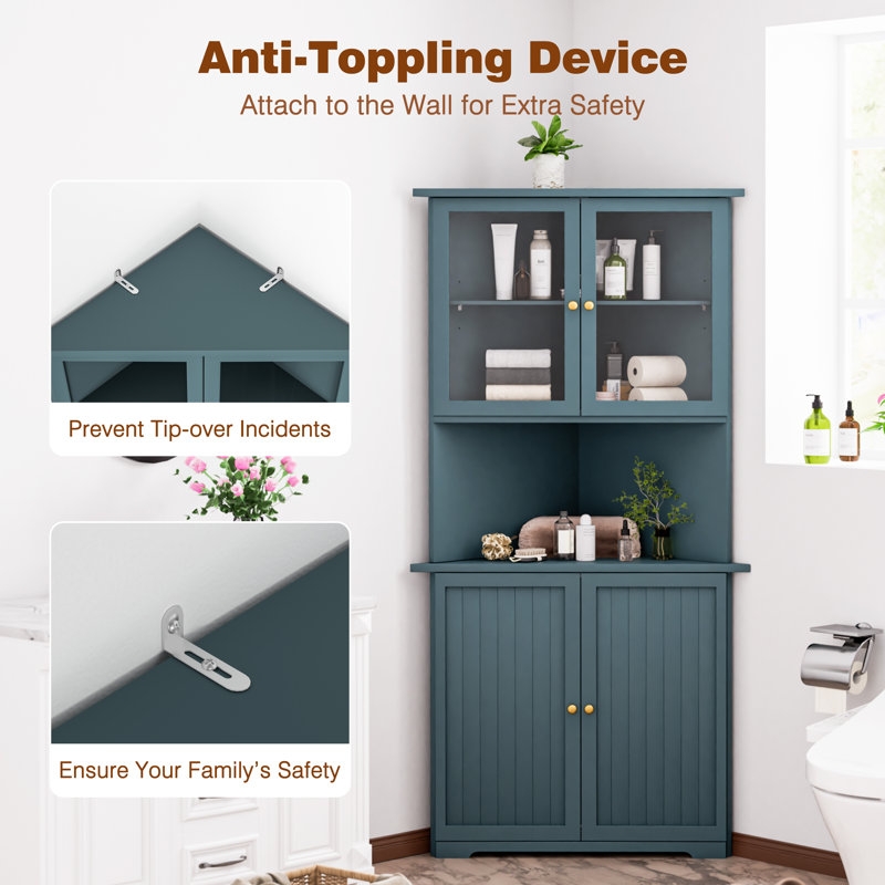 Abdusalam 70.9''H Accent Cabinet, Corner Cabinet with Open Shelf - Image 4