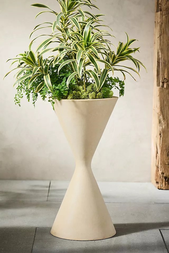 Hourglass Cast Stone Planter - Image 1
