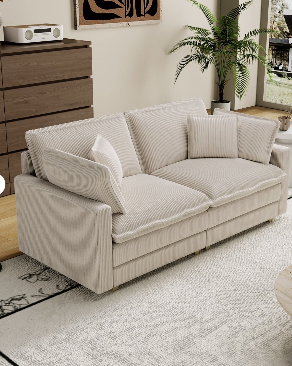 Contour & Co. | Deep Seat Loveseat Sofa with Pillows | Contour & Co. | Cloud Deep Corduroy Loveseat Couch - Image 2
