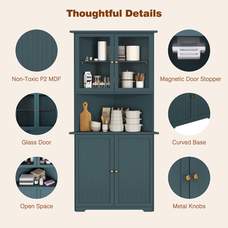 Abdusalam 70.9''H Accent Cabinet, Corner Cabinet with Open Shelf - Image 3