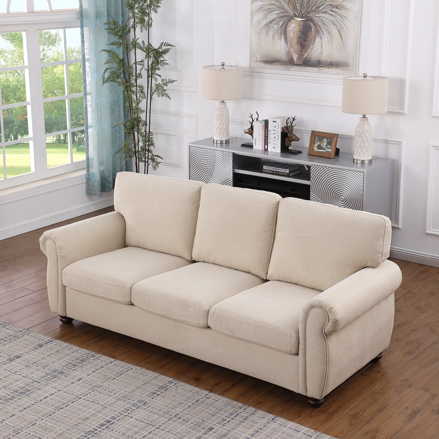 Contour & Co. | Chenille Country Rustic 3 Seater Sofa - Image 1